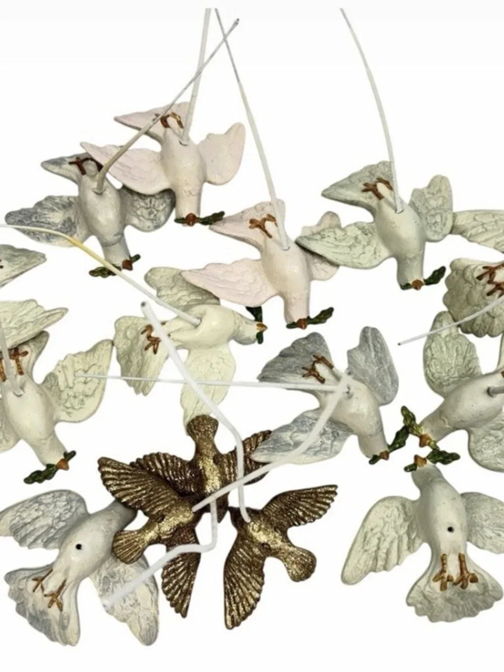 Vintage Peace Dove Bird Ornament Lot Of 15 Christmas Tree Holiday